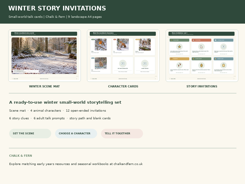 Winter Story Invitations & Small-World Talk Cards | EYFS Communication and Language