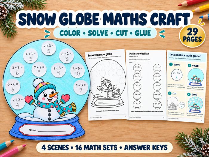 Snow Globe Maths Craft | Winter Activities KS1 & KS2