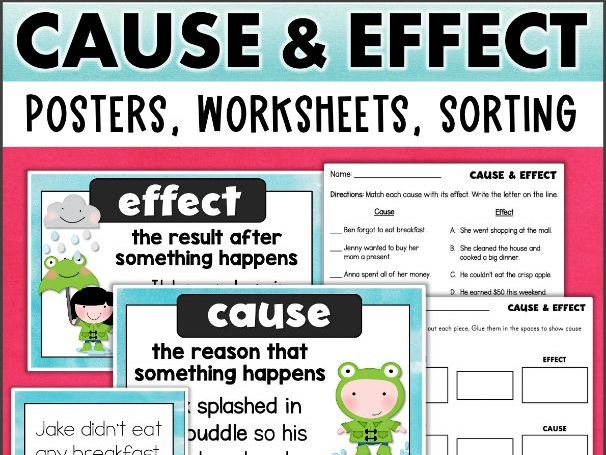 Cause and Effect Sort Graphic Organizer Anchor Chart Worksheets