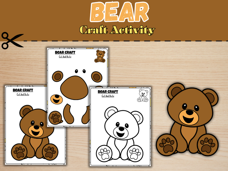 Bear Craft Activity|Woodland Animals|Cut and Paste| Winter Animal |Life science