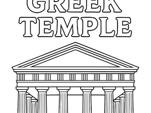 Greek Temple Colouring Page