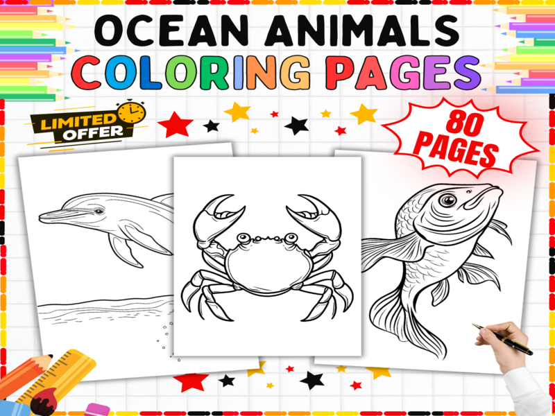 Ocean Animals Coloring Pages | Sea Creatures Colouring Sheets - Marine Life Art Activities