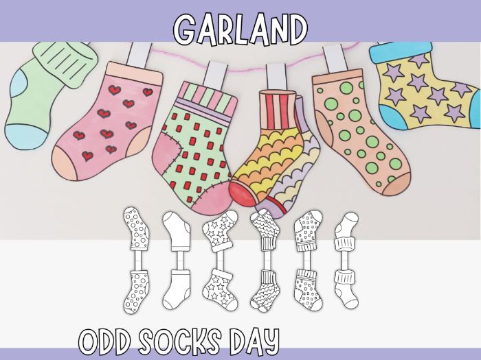 Odd Socks Day Garland - Printable Craft for Kids