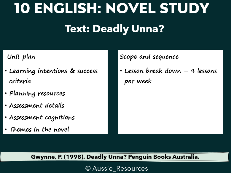 Deadly Unna: Novel Study Unit Plan & Scope and Sequence
