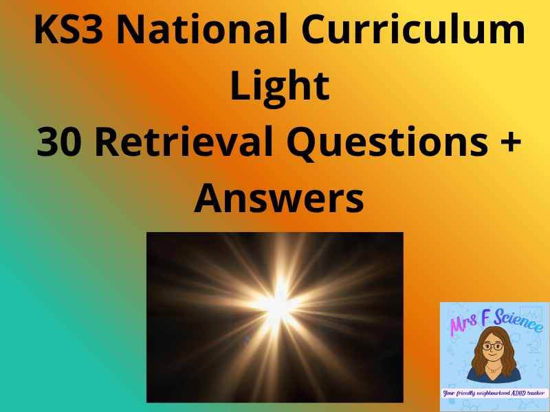 KS3 Physics Light – 30 Retrieval Questions + Answers PDF Worksheet