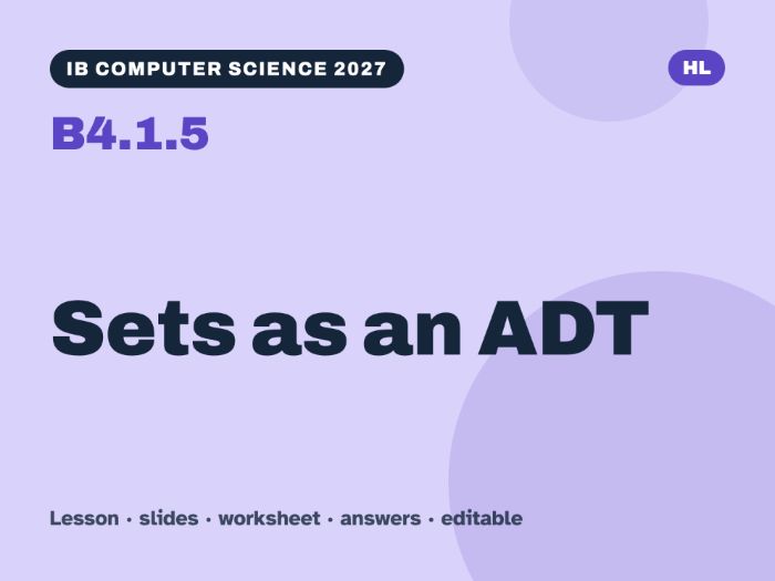 IB Computer Science 2027 – B4.1.5 Sets as an ADT – Lesson & Worksheet