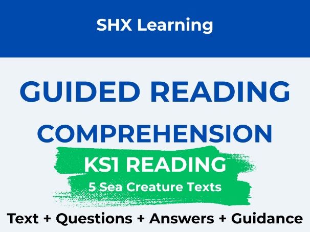 KS1 Guided Reading Comprehension Pack – 5 Sea Creature Texts with Questions and Answers