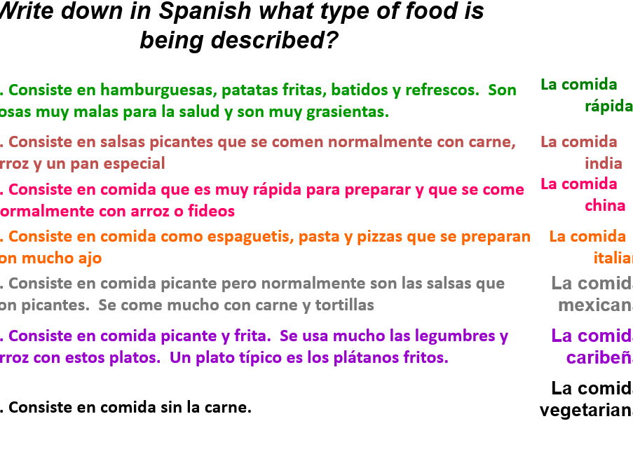 KS2-3 - Food revision