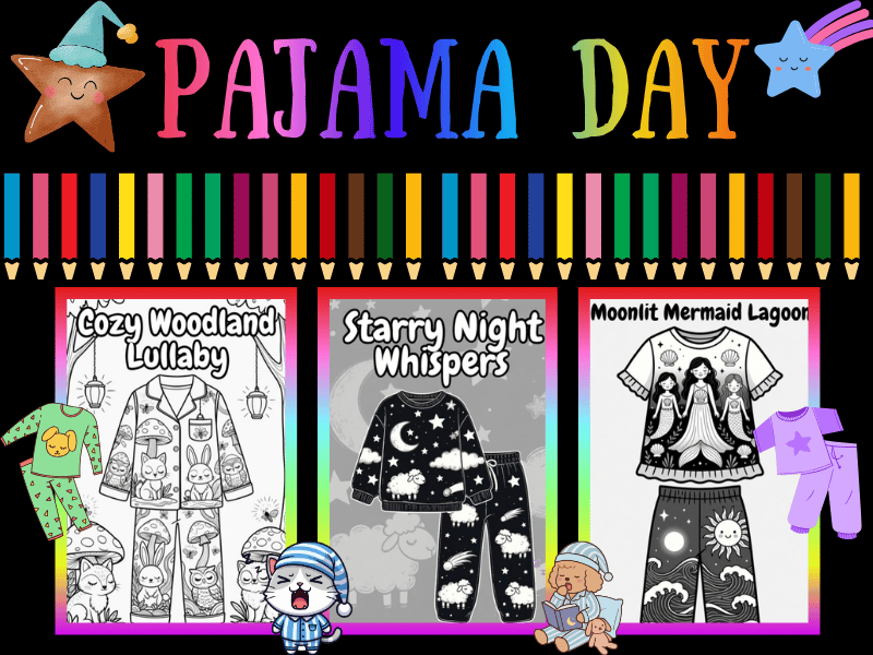 Pajama Day Coloring Pages for Kids | Dreamy Pajama Sets | NO PREP Activity Pack