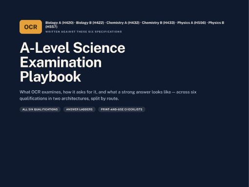 A Level Science — OCR | Examination | OCR A-level Biology A (H420), Biology B (H422), Chemi