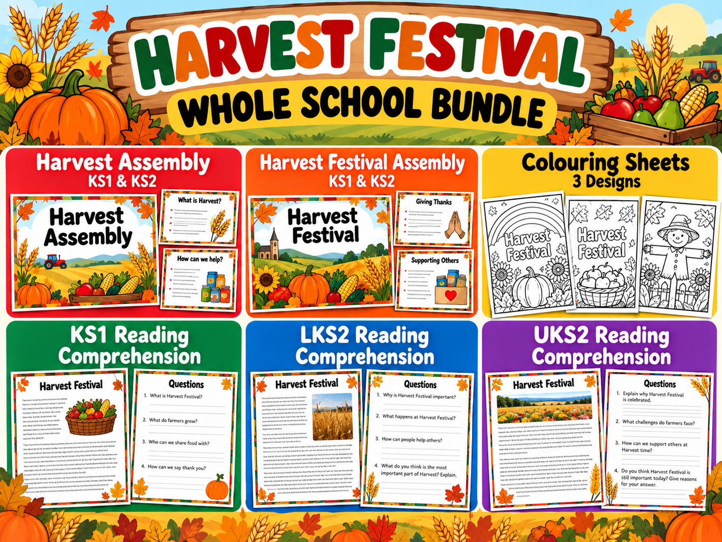 Harvest Festival Whole School Bundle | Assemblies, Comprehensions & Colouring | Updated for 2026-27