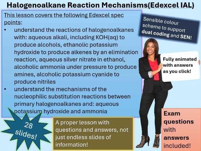 Haloalkane Reaction Mechanism | Nucleophilic Substitution | Full Lesson (click for video preview)