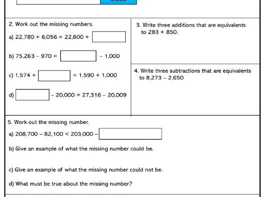 Missing Numbers Algebra Higher