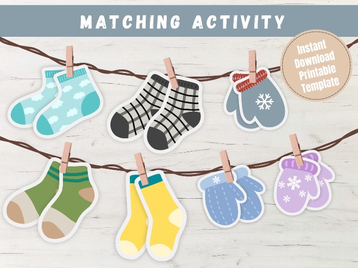 Matching Socks and mitten Activity games for Toddler