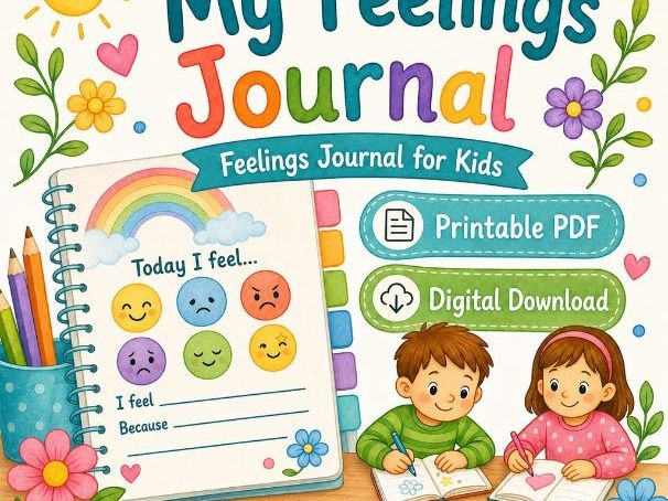 My Feelings Journal | Feelings Journal for Kids | Printable PDF | Digital Download