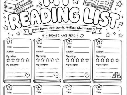 My Reading List- Book List Record Worksheet