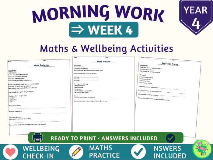 Year 4 Morning Work Week 4 | Maths & Wellbeing Activities | KS2
