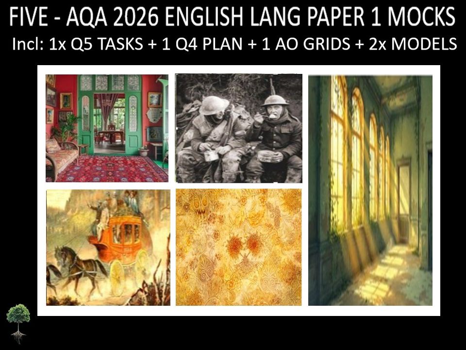 FIVE - AQA PAPER 1 | 2026 FULL MOCKS | Q5 TASKS | Q4 PLAN |AO GRIDS | MODELS