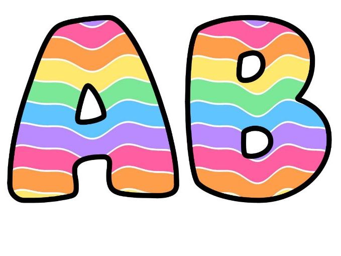Rainbow Wavy Stripes Bubble Letters | Striped Bulletin Board Letters | Classroom Display Pack