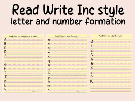 Read Write Inc handwriting style- writing guides-jam sponge- RWI handwriting lines