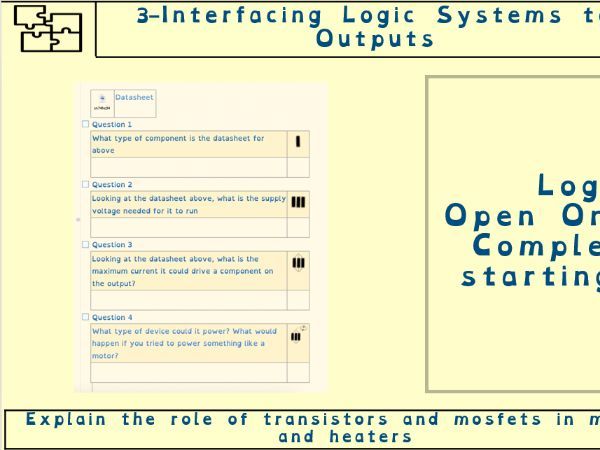 GCSE Electronics – L3-Interfacing Logic to Outputs | Lesson Resource