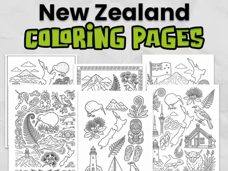 New Zealand Colouring Pages | New Zealand Country Study | Oceania Geography Activity