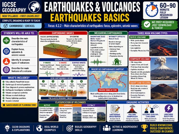 IGCSE Geography - Earthquake and Volcano basics - Topic 4 Tectonic Hazards (First Exam 2027)