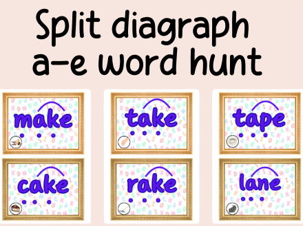 Split diagraph a-e Phonics hunt- continuous provision
