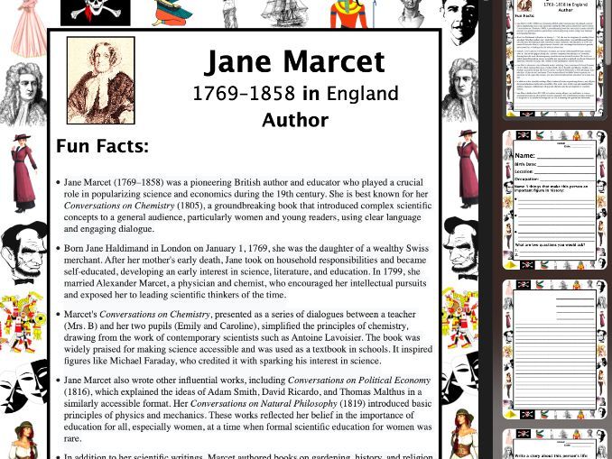 Jane Marcet PACKET & ACTIVITIES, Important Historical Figures Series
