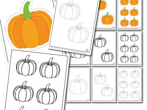 Pumpkin Template Activity Set  Cutting, Coloring & Tracing for Preschool, Art Projects & Scrapbook