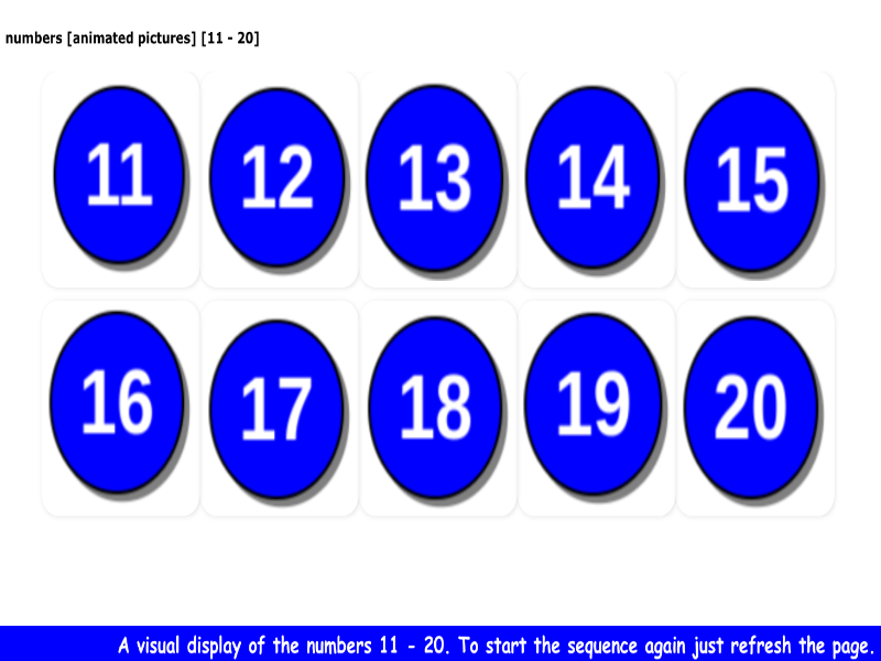 numbers [animated pictures] [11 - 20]