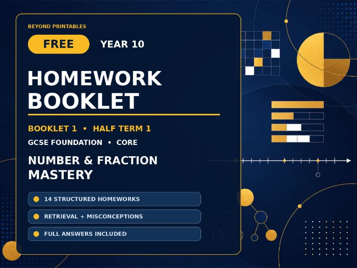 FREE Year 10 Maths Homework Booklet – GCSE Foundation Core | Half Term 1
