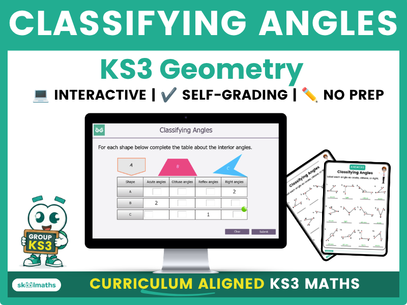 Classifying Angles interactive Digital Maths Lesson and Activities for KS3