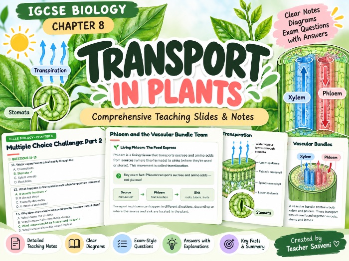 IGCSE Biology – Transport in Plants | Comprehensive Teaching Slides & Revision Notes