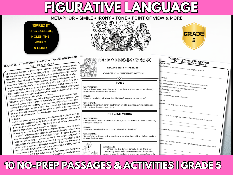 Figurative Language & Literary Devices Reading Passages and Activities | Year 5
