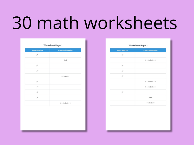 Exponents Practice: 300 Index Notation to Expanded Form Exercises