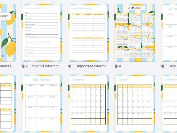 Lemon style Teacher Planner/Diary