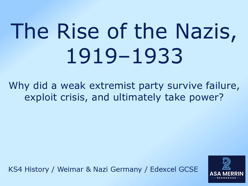 Rise of the Nazis 1919–1933: GCSE Weimar Germany Enquiry Lessons (5-Lesson Bundle)