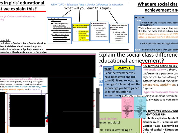 AQA A-level Sociology: Topic 4 Gender differences - Social class differences in girls' education