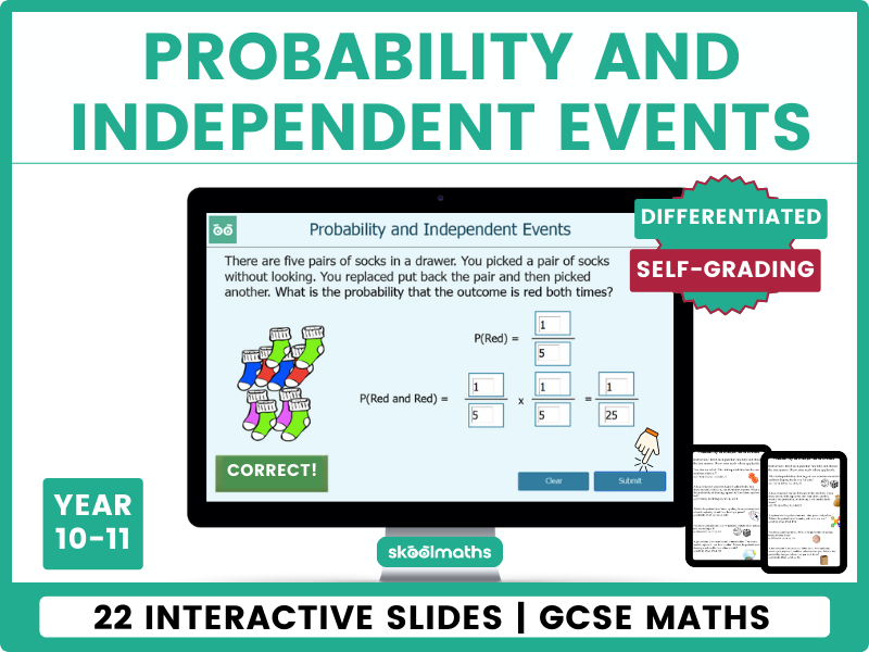 Probabilities: Independent Events Digital Maths Lesson and Activities |  GCSE