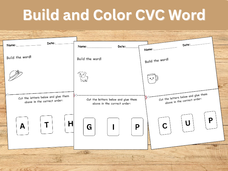 Build and Color CVC Word  –  Phonics Activity