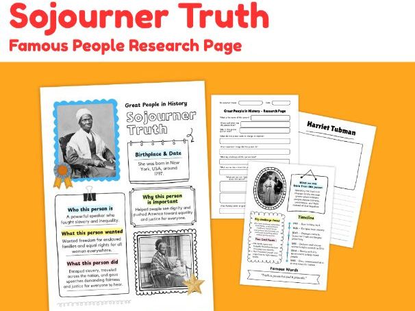 Sojourner Truth Biography Research Project | Black History Worksheets