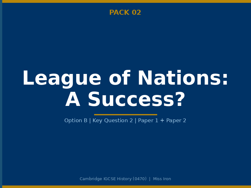 Cambridge IGCSE History 0470 League of Nations Success Revision Pack Option B