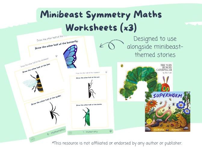 Minibeast Symmetry Maths Worksheets