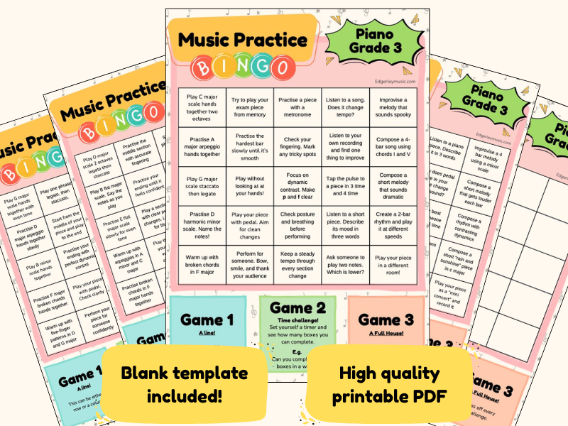Grade 3 Piano Practice Bingo: Fun & Effective Practice Resource