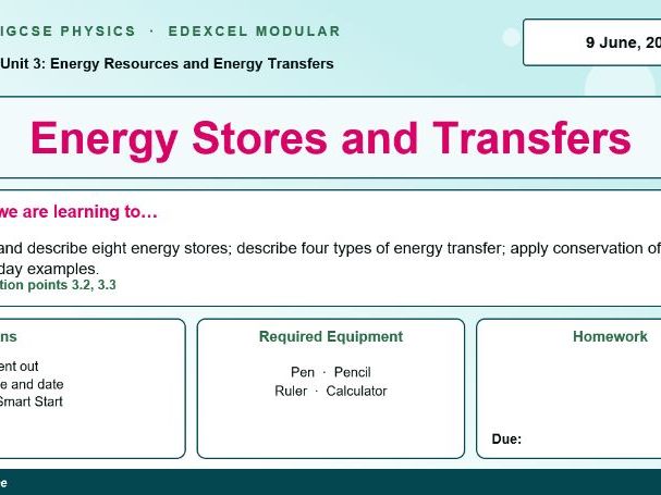 IGCSE Physics: Energy Stores and Transfers | Edexcel Modular | Unit 3 | L1