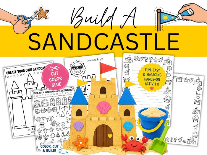 Build a Sandcastle Craft | Summer Coloring Craft | Cut and Paste - End of Year Activity