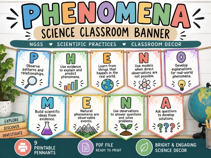 Science Phenomena Banner | NGSS Classroom Display & Bulletin Board Decor