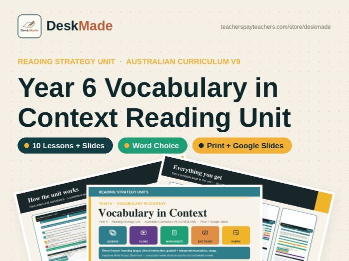 Year 6 Vocabulary in Context Reading Unit | Australian Curriculum V9