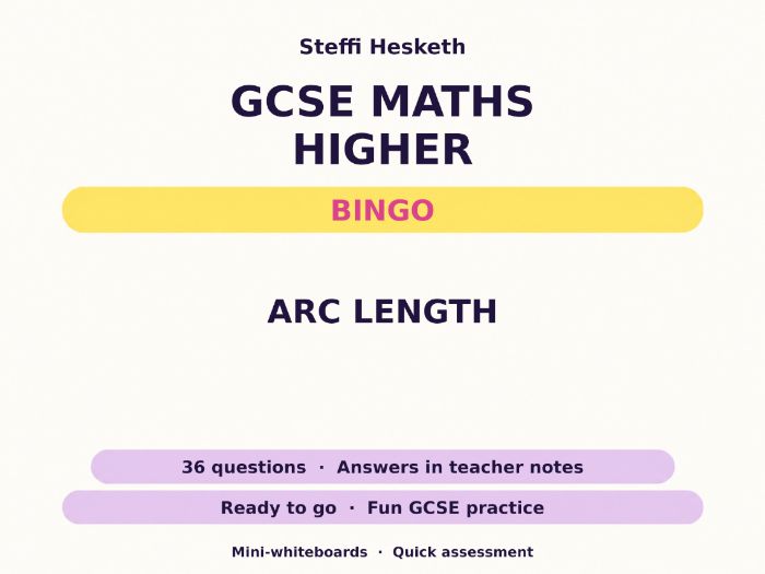 Arc Length GCSE Maths Higher Bingo
